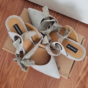 Adorable suede mule heels